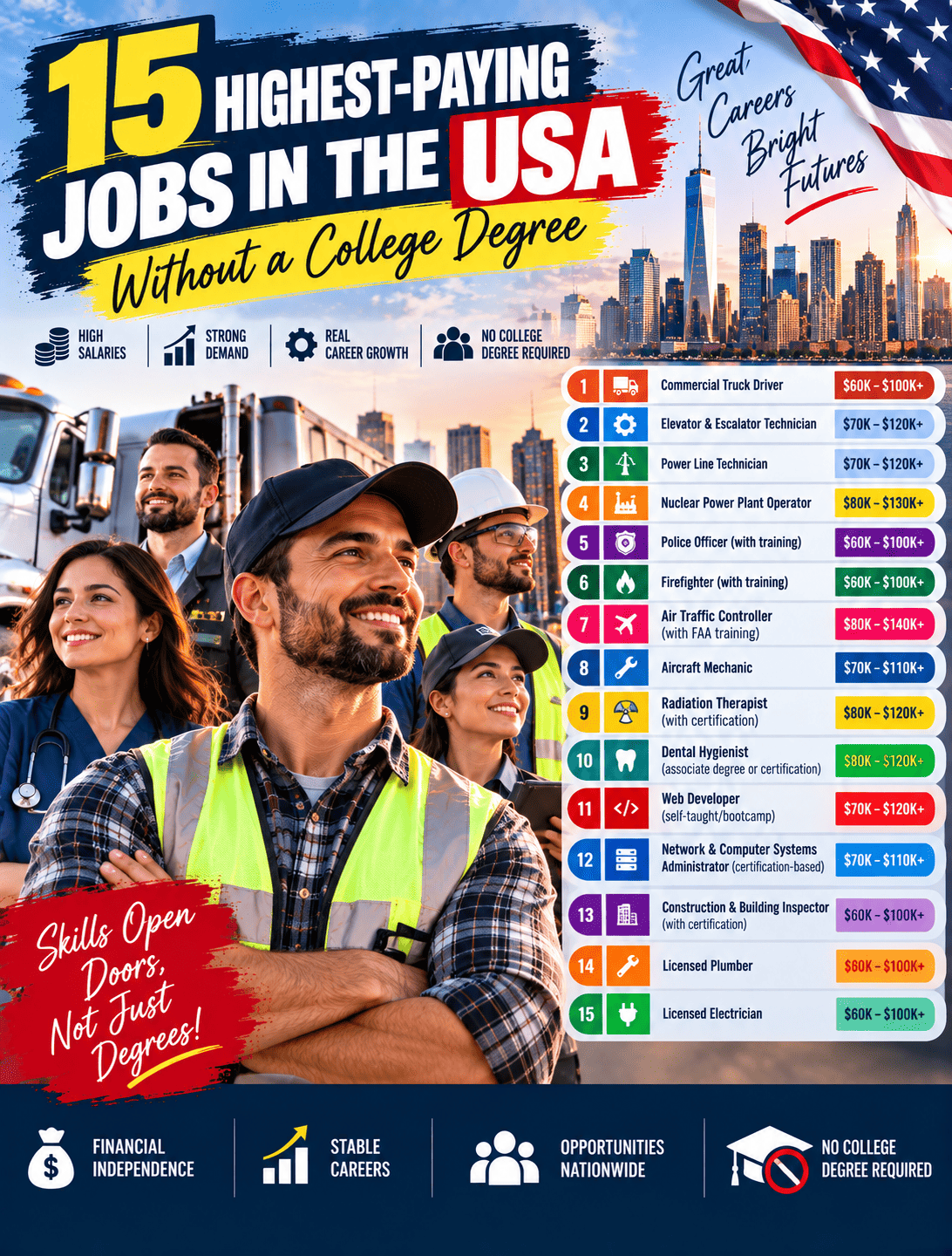 15 Highest-Paying Jobs in the USA Without a College Degree