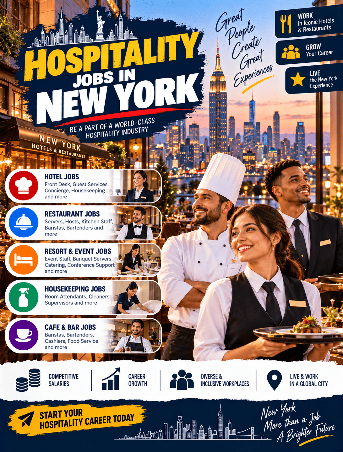 Hospitality Jobs in New York: Hotels, Restaurants, Tourism, Salaries and How to Apply in 2026