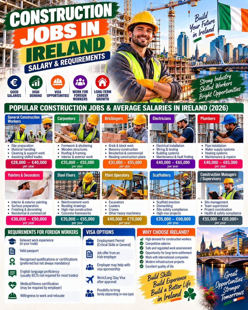 Construction Jobs in Ireland: Salary & Requirements in 2026